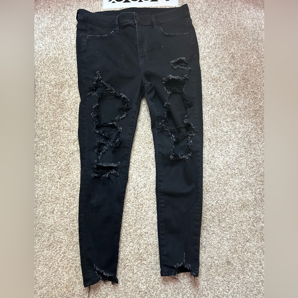 American Eagle Outfitters Black Ripped Skinny Jeans